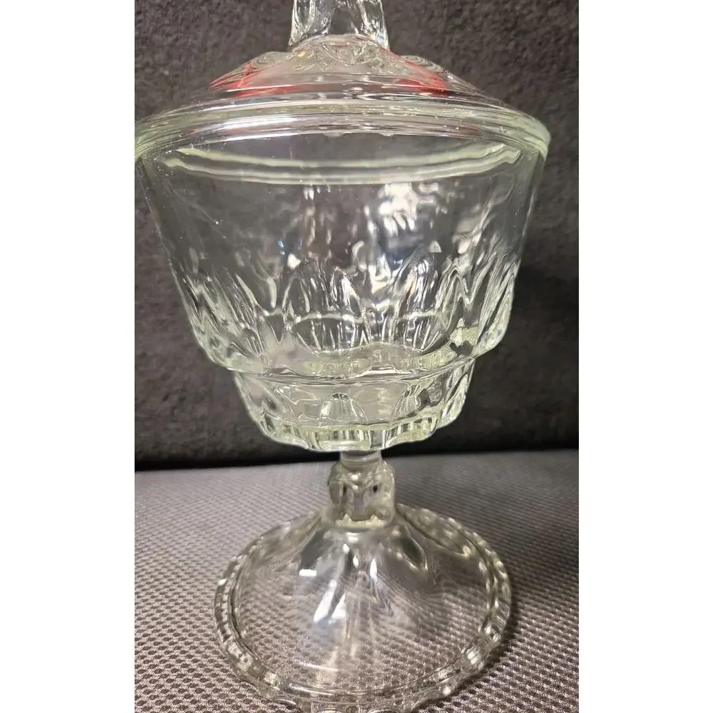 Vintage Hazel-Atlas Compote Candy Dish with Lid Thumbprint Reflection Pattern